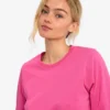 T-shirt femme à manches longues en coton bio - Rose bubble-gum