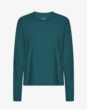 T-shirt femme à manches longues en coton bio - Vert océan