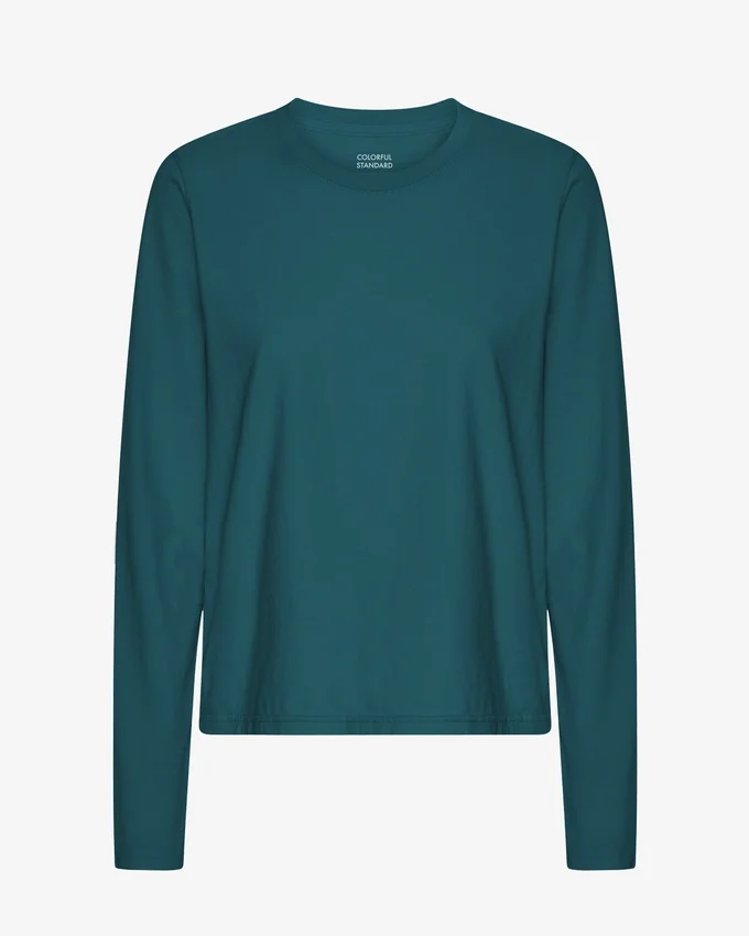 T-shirt femme à manches longues en coton bio - Vert océan