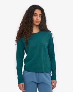 T-shirt femme à manches longues en coton bio – Vert océan