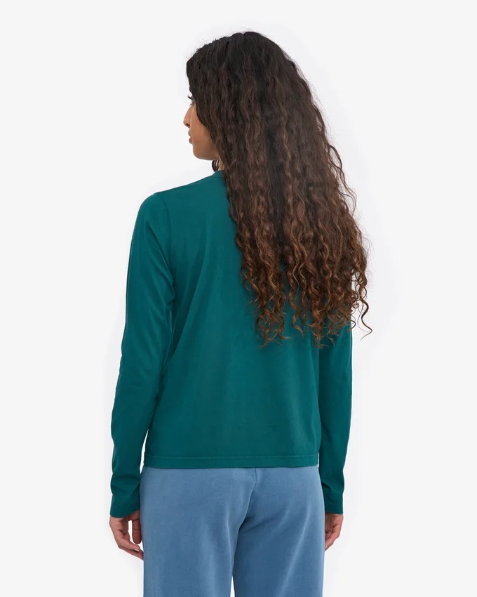 T-shirt femme à manches longues en coton bio - Vert océan