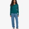 T-shirt femme à manches longues en coton bio - Vert océan