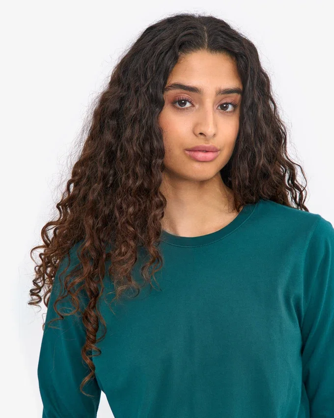 T-shirt femme à manches longues en coton bio - Vert océan