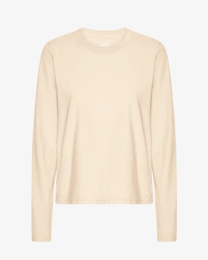 T-shirt à manches longues bio pour femme - Blanc ivoire