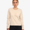 T-shirt à manches longues bio pour femme - Blanc ivoire