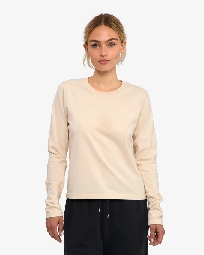 T-shirt à manches longues bio pour femme - Blanc ivoire