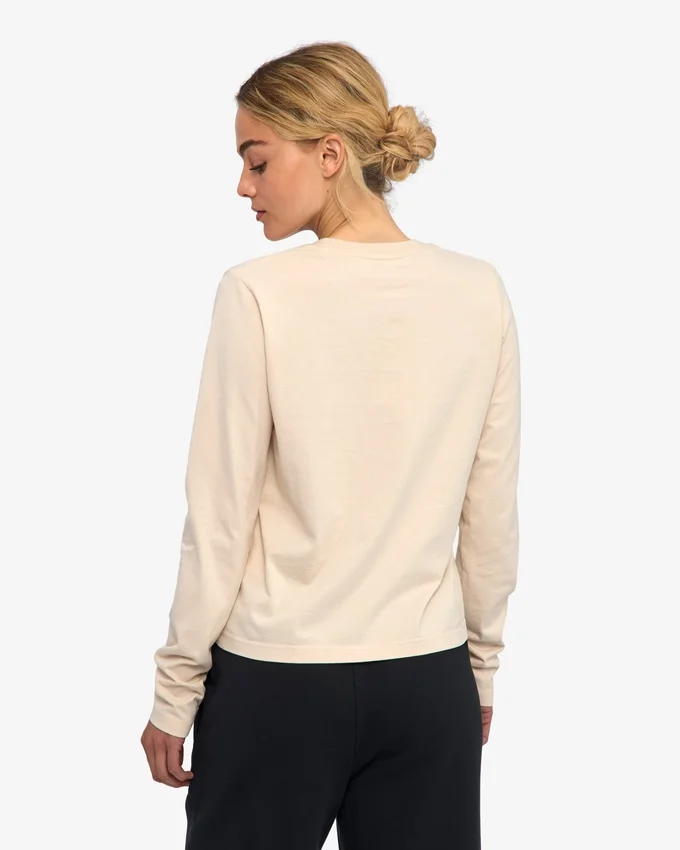 T-shirt à manches longues bio pour femme - Blanc ivoire