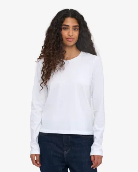 T-shirt à manches longues bio pour femme – Blanc optique