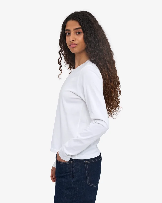 T-shirt à manches longues bio pour femme - Blanc optique