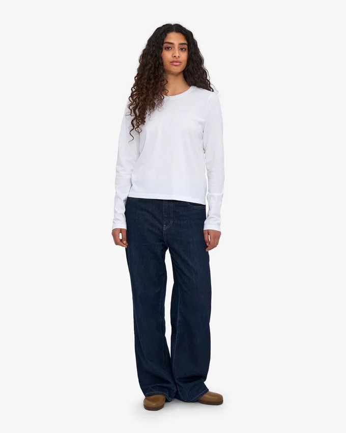 T-shirt à manches longues bio pour femme - Blanc optique