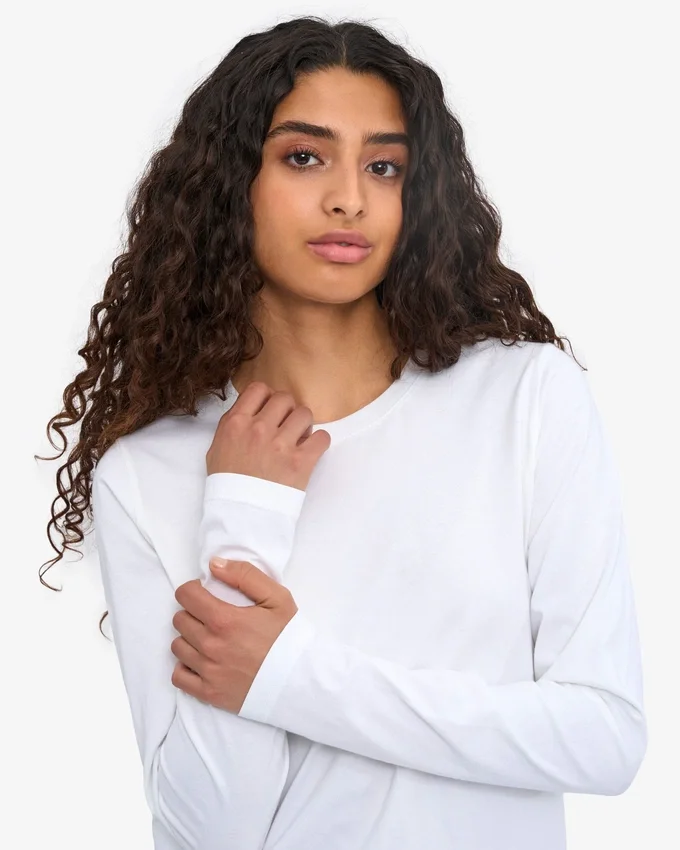 T-shirt à manches longues bio pour femme - Blanc optique