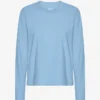 T-shirt à manches longues bio pour femme - Bleu bord de mer