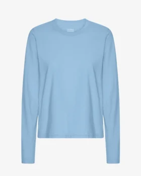 T-shirt à manches longues bio pour femme - Bleu bord de mer
