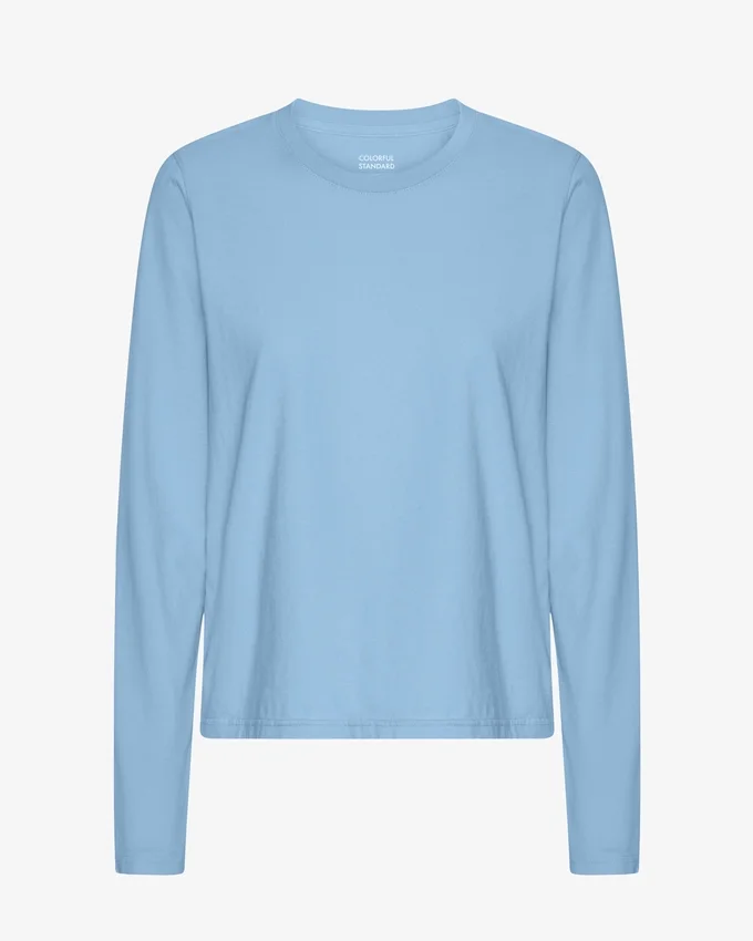 T-shirt à manches longues bio pour femme - Bleu bord de mer