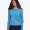 T-shirt à manches longues bio pour femme - Bleu bord de mer