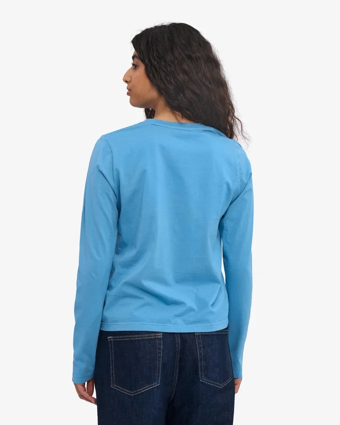 T-shirt à manches longues bio pour femme - Bleu bord de mer