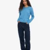T-shirt à manches longues bio pour femme - Bleu bord de mer