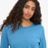 T-shirt à manches longues bio pour femme - Bleu bord de mer