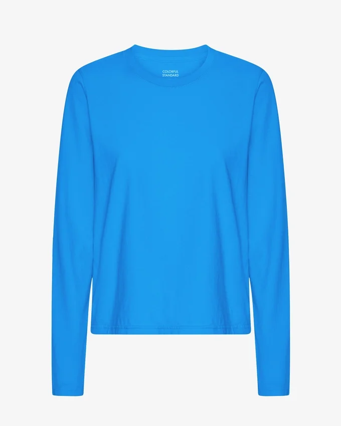 T-shirt à manches longues bio pour femme - Bleu Pacifique