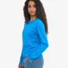 T-shirt à manches longues bio pour femme - Bleu Pacifique