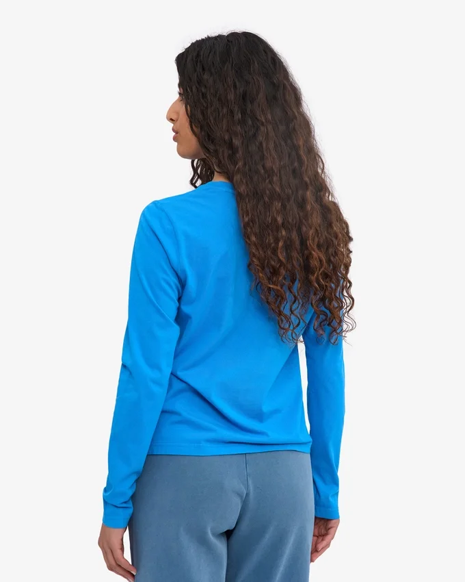 T-shirt à manches longues bio pour femme - Bleu Pacifique