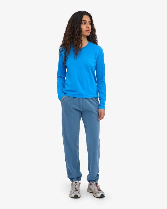 T-shirt à manches longues bio pour femme - Bleu Pacifique
