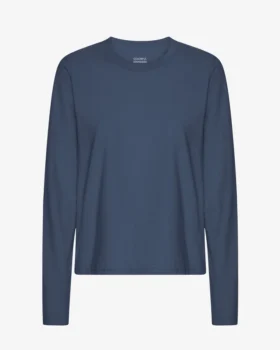T-shirt à manches longues bio pour femme - Bleu pétrole
