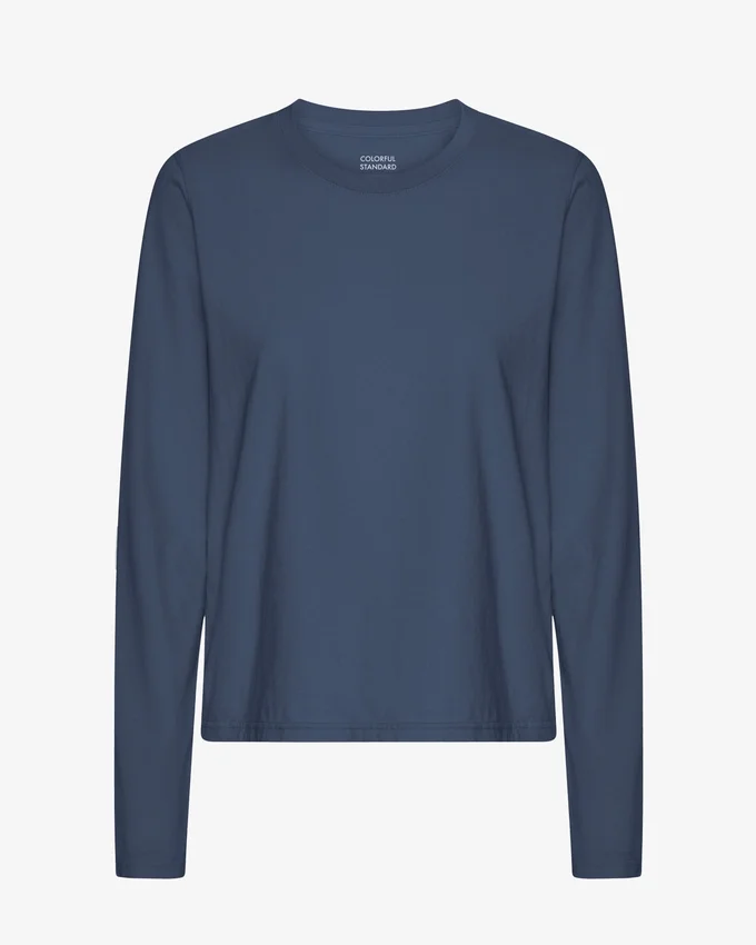 T-shirt à manches longues bio pour femme - Bleu pétrole