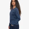 T-shirt à manches longues bio pour femme - Bleu pétrole