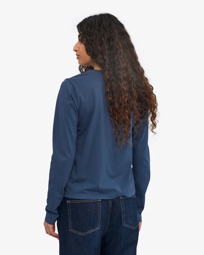 T-shirt à manches longues bio pour femme - Bleu pétrole