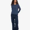 T-shirt à manches longues bio pour femme - Bleu pétrole