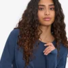 T-shirt à manches longues bio pour femme - Bleu pétrole