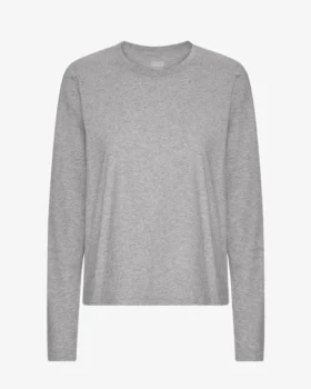 T-shirt à manches longues bio pour femme - Gris chiné