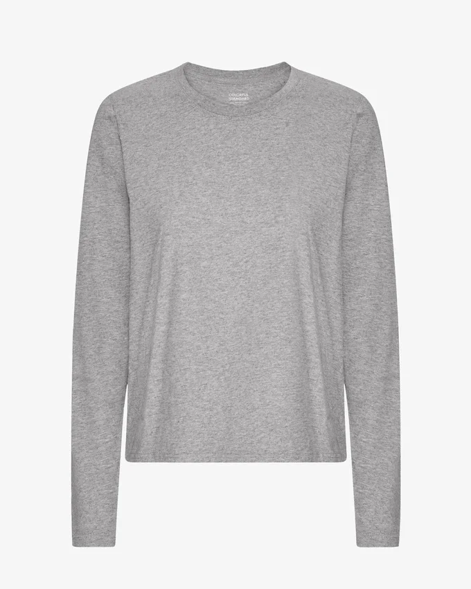 T-shirt à manches longues bio pour femme - Gris chiné