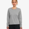 T-shirt à manches longues bio pour femme - Gris chiné