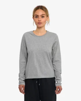 T-shirt à manches longues bio pour femme – Gris chiné