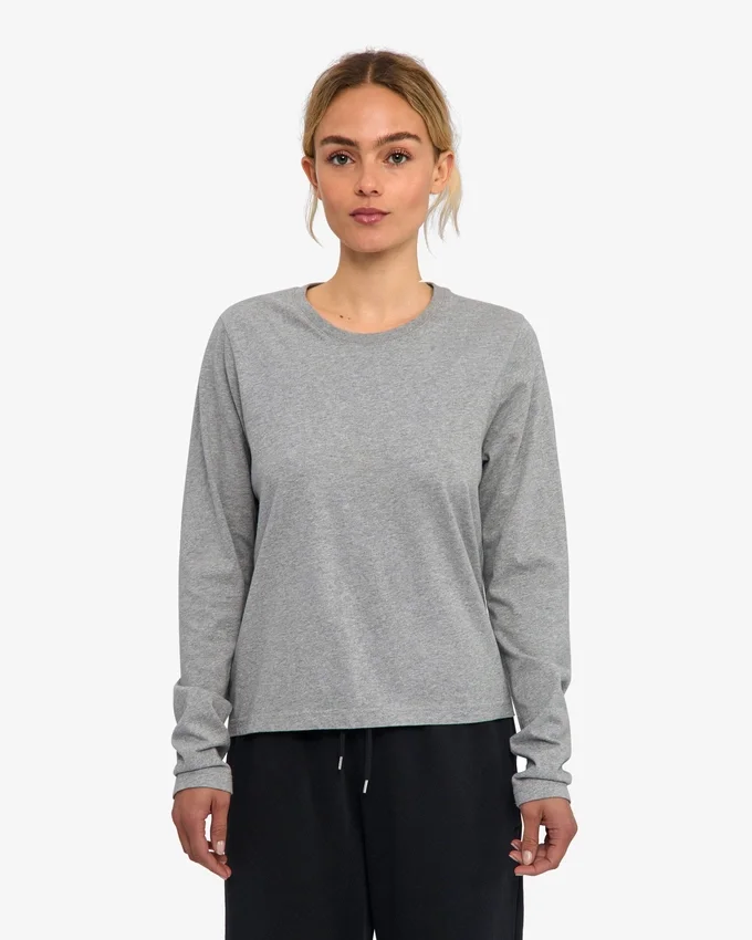 T-shirt à manches longues bio pour femme - Gris chiné