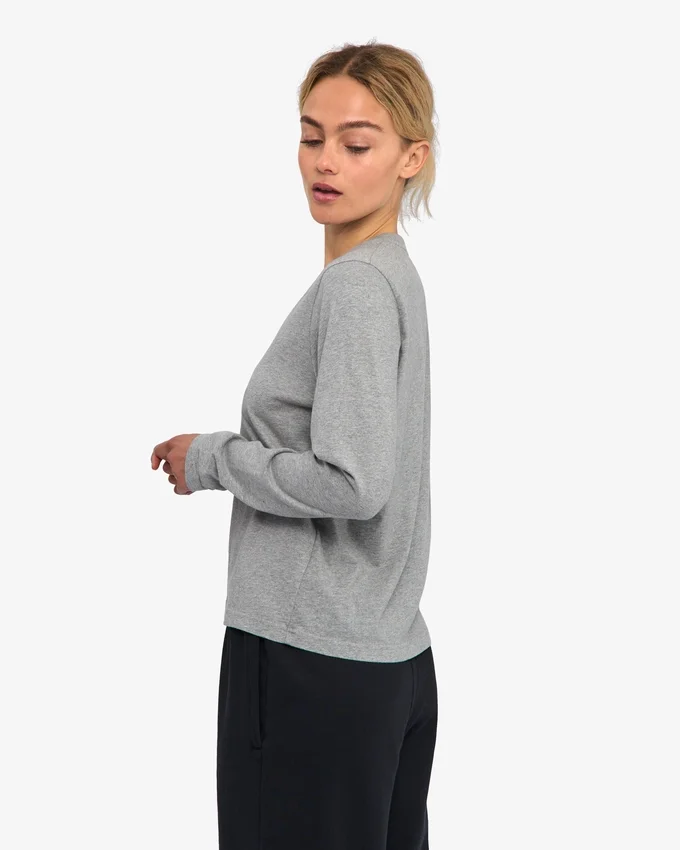 T-shirt à manches longues bio pour femme - Gris chiné