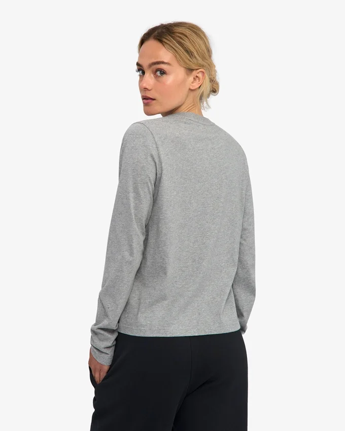 T-shirt à manches longues bio pour femme - Gris chiné