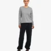 T-shirt à manches longues bio pour femme - Gris chiné