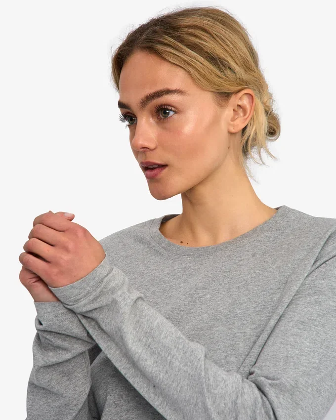 T-shirt à manches longues bio pour femme - Gris chiné