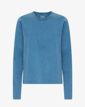 T-shirt à manches longues bio pour femme - Indigo délavé