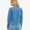T-shirt à manches longues bio pour femme - Indigo délavé