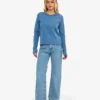 T-shirt à manches longues bio pour femme - Indigo délavé