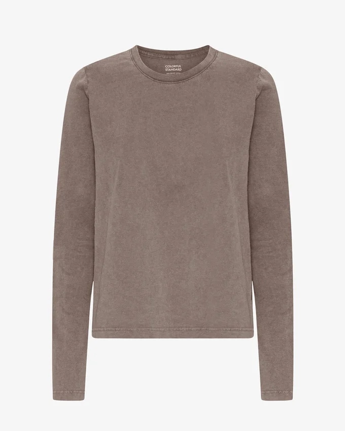 T-shirt à manches longues bio pour femme - Kaki délavé