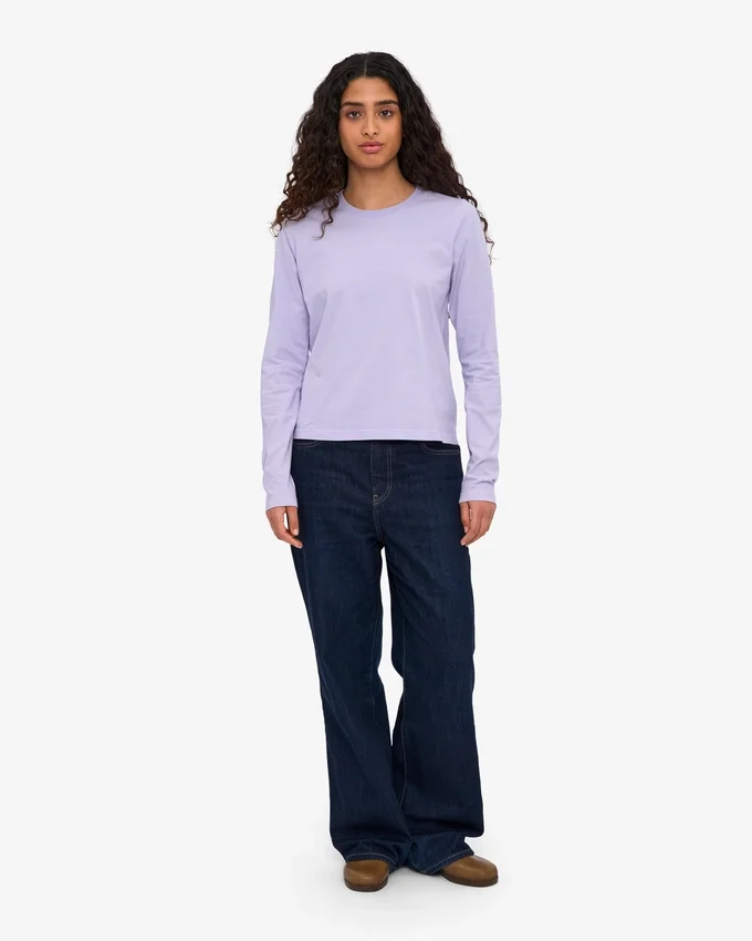 T-shirt à manches longues bio pour femme - Lavande pâle