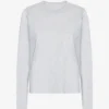 T-shirt à manches longues bio pour femme - Mélange neige