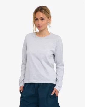 T-shirt à manches longues bio pour femme – Mélange neige