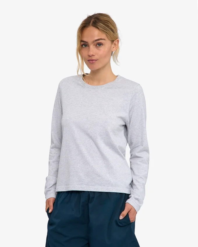 T-shirt à manches longues bio pour femme - Mélange neige