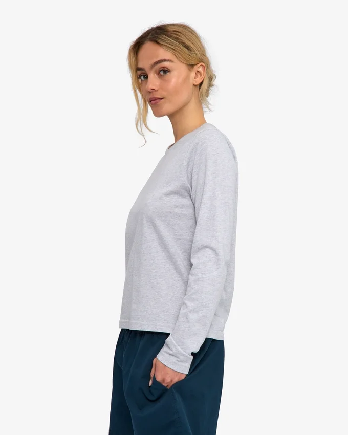 T-shirt à manches longues bio pour femme - Mélange neige